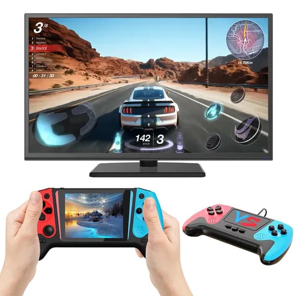 Портативная игровая консоль для 2 игроков, ЖК-экран, 500 игр, защита от падений и царапин, разрешение 1024 600