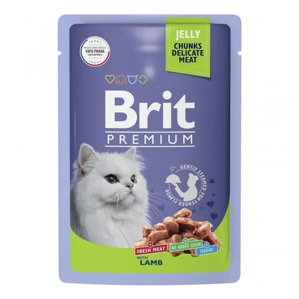 Влажный корм Brit Premium кусочки в желе ягненок для кошек 85 г