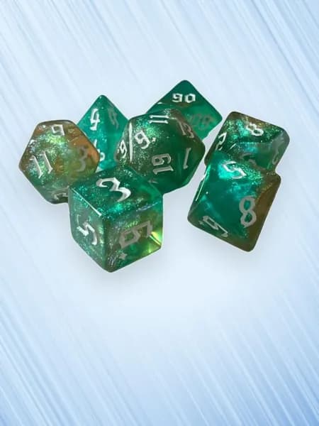 7 кубиков многогранных для настольных игр, Аквамариновое золото