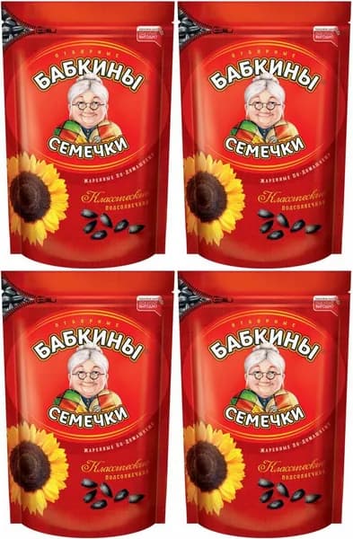 Семечки подсолнечные Бабкины Семечки жареные, комплект: 4 упаковки по 500 г