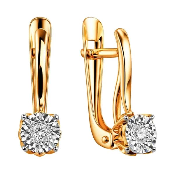 Серьги женские с бриллиантами из красного золота 585 пробы 585GOLD