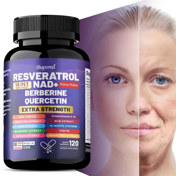 Капсулы Buporai Resveratrol NAD+ - содержат берберин и кверцетин - омолаживающее средство для повышения клеточной энергии
