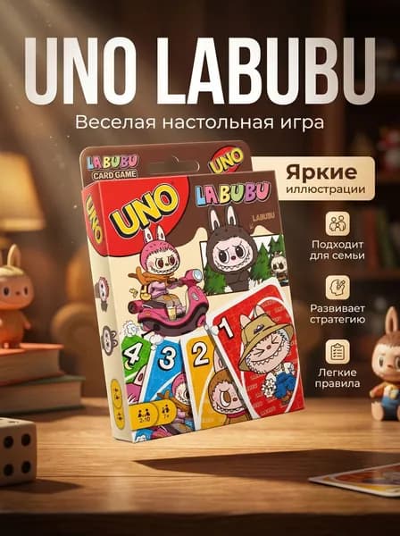 UNO Labubu карточная настольная игра с милыми персонажами