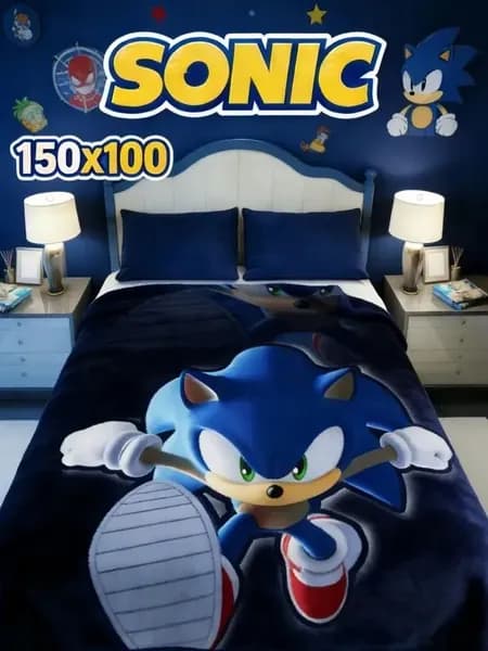 Плед плюшевый Sonic , Фланель, 75 см х 100 см