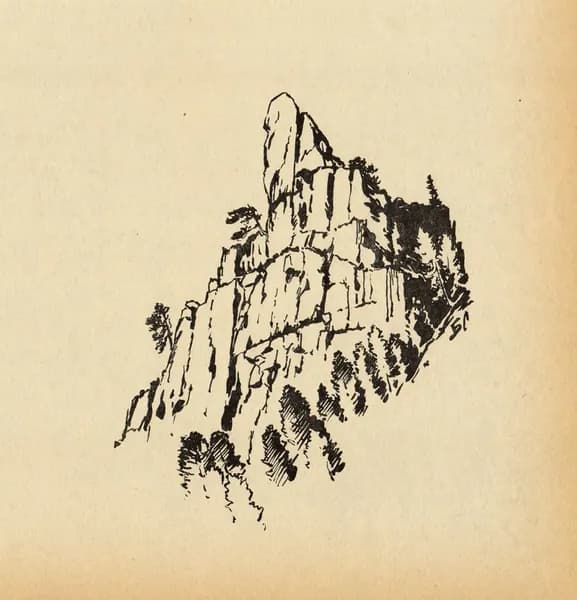 1966 год. Вид гор Байкала, Б.И.Лебединский, старинная литография