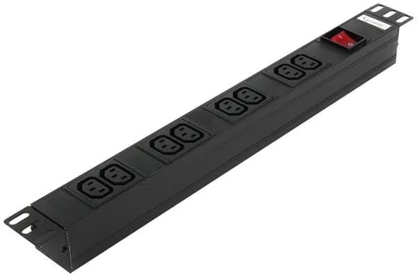 Блок Gembird EHB8-4, 1 вход С14/ 8 выходов C13, с защитой для 19". 16A. 1U.