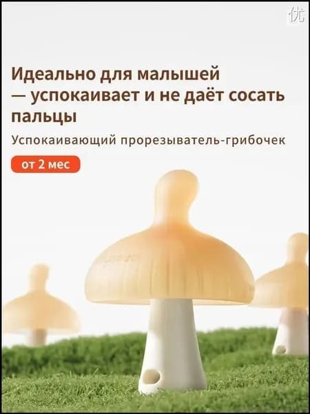 прорезыватель для зубов для новорожденных силикон грибок, 2+