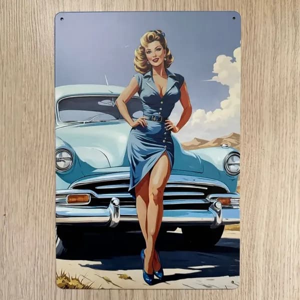 Табличка металлическая интерьерная Pin-Up Девушка Пинап