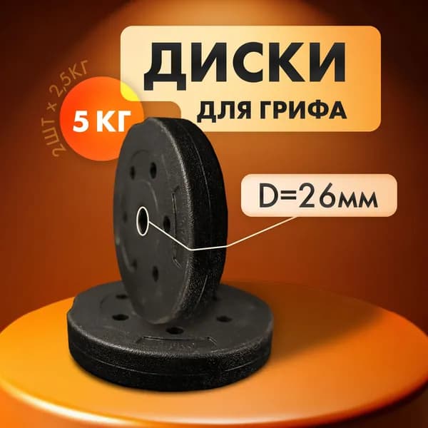 Комплект композитных дисков для гантелей и штанг общий вес 5 кг: 2шт х 2,5кг