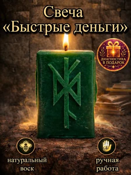 Программная магическая свеча с рунами "Быстрые деньги"