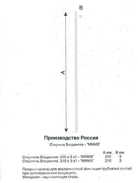 Стержень для остеосинтеза 310х7х1 мм (в упаковке 2 штуки)