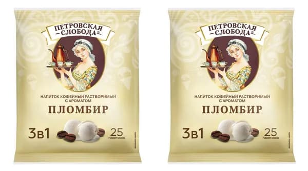 Петровская Слобода Кофе 3 в 1 Пломбир, 25 пак в уп, 2 уп