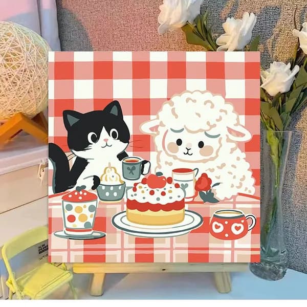 Картина по номерам, 20x20 CM, животные, пейзаж, подарок