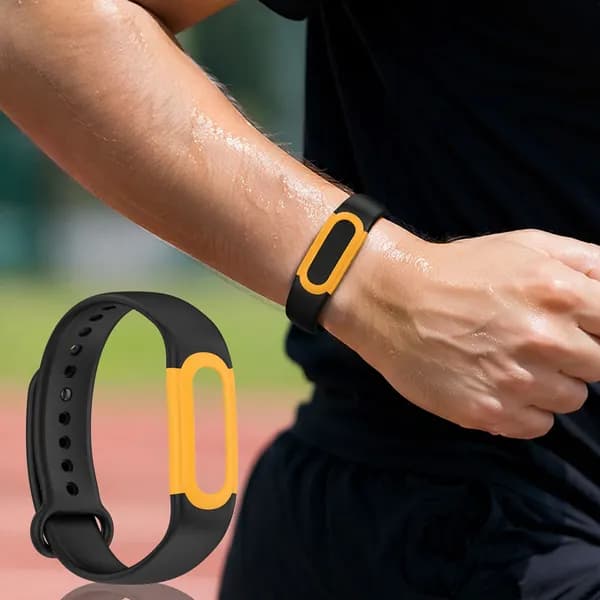 Силиконовый ремешок для фитнес-трекера Fitbit Air, чёрно-жёлтый, 254,3 мм