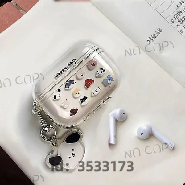 Защитный чехол для наушников Airpods Pro 2 с милым рисунком собаки Прозрачный чехол для наушников