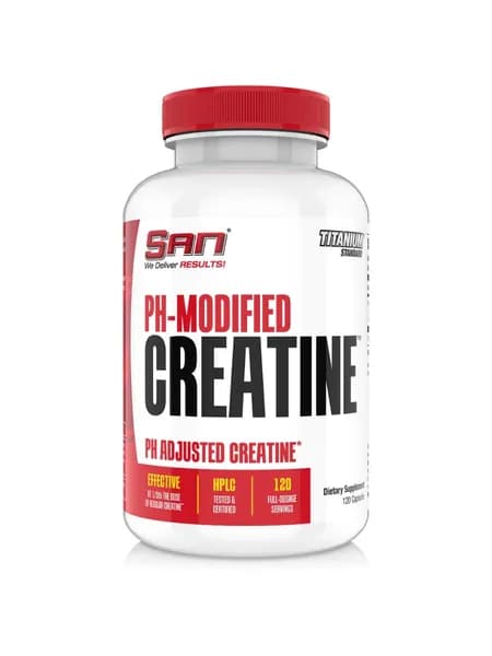 PH-Modified Creatine, PH-модифицированный креатин, 120 капсул, Спортивное питание для набора мышечной массы и выносливости, Моногидрат креатина