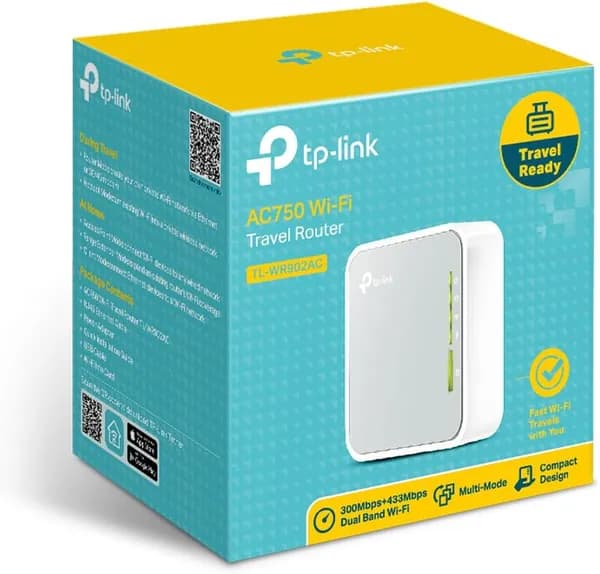 Портативный Wi-Fi роутер TP-Link TL-WR902AC AC750, 2,4 / 5 ГГц, компактный, дорожный