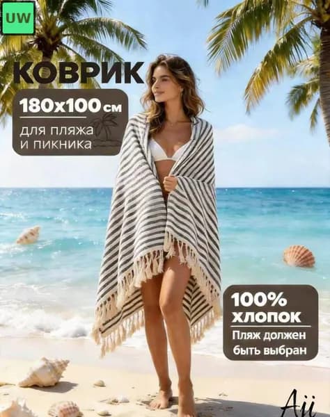 Плед 100x180 см вязаный, для пикника однотонный