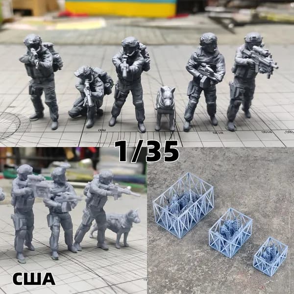 3Dпечать, фигурки солдат из смолы, американские модельнаборы, масштаб 1/35, неокрашенные, требуют самостоятельной сборки