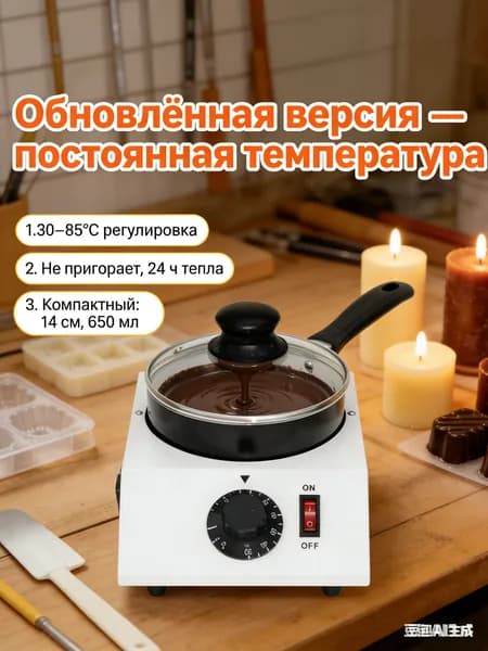 Аппарат для темперирования шоколада и воска WUMEIHA, 3085C, не пригорает, 24 ч тепло, компактный, 14 см, 650 мл