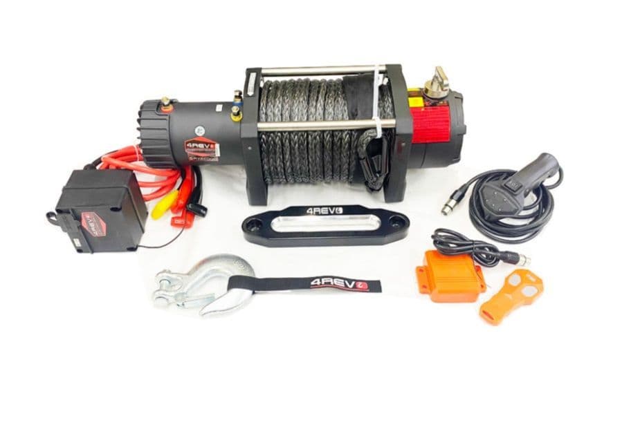 Лебедка индустриальная 24 вольта 4REVO SRX 22000LBS / 9980 кг., синтетический трос