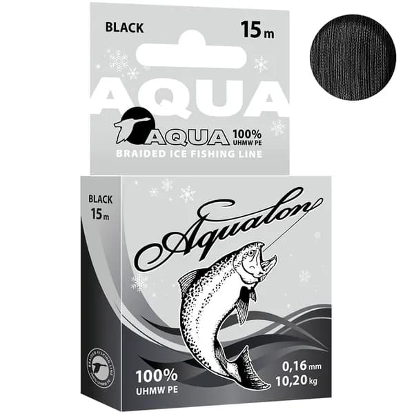 Плетеный шнур AQUA AQUALON зимний 15м 0,16мм, Black