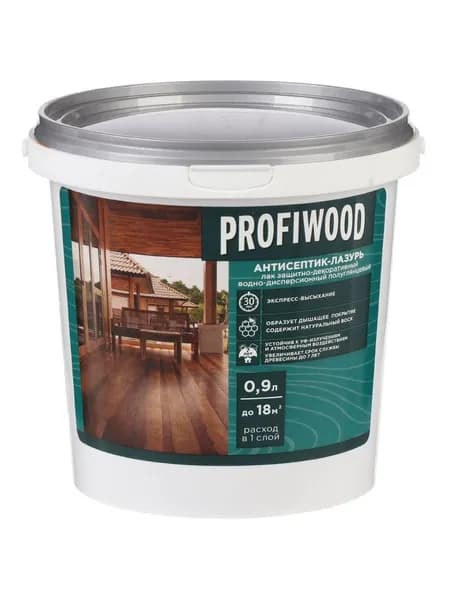 Антисептик-лазурь Profiwood декоративный, атмосферостойкий, цвет лиственница, 0.9 кг