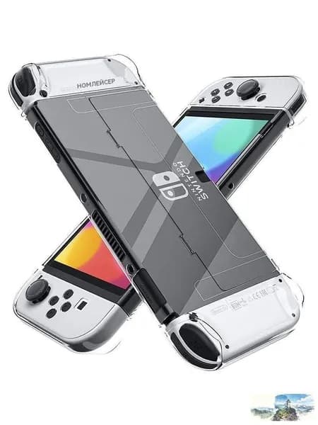 Закрепляемый прозрачный чехол для Nintendo Switch OLED, жесткий защитный чехол для ПК, совместимый с консолью Switch OLED и JoyCon