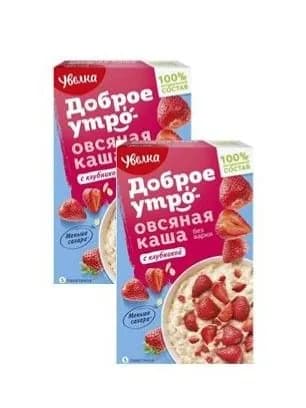 Каша овсяная Увелка "Доброе утро" с клубникой, 2уп по 200г