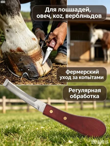 Ветеринарный нож для обработки копыт, прочный износостойкий корпус, безопасная работа, подходит для коней, овец, коз и верблюдов для регулярной очистки копыт