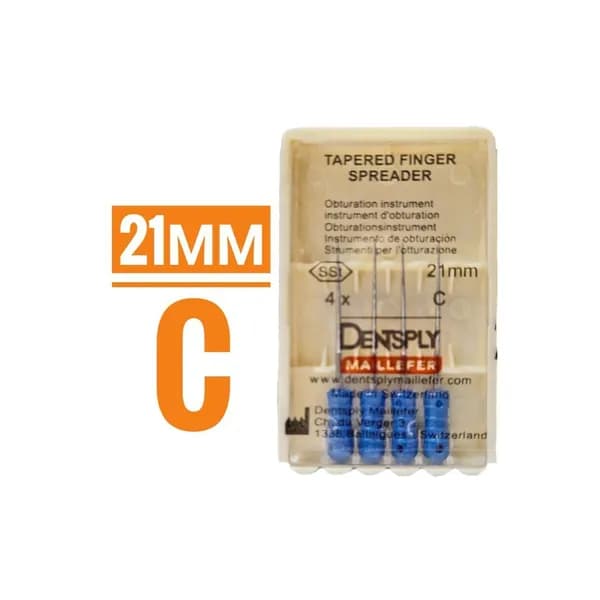 Инструмент ручной для уплотнения гуттаперчевых штифтов Dentsply Maillefer Tapered Finger Spreader длина 21 мм № С (4 шт)для латеральной конденсации, 4 шт/уп. от Incidental