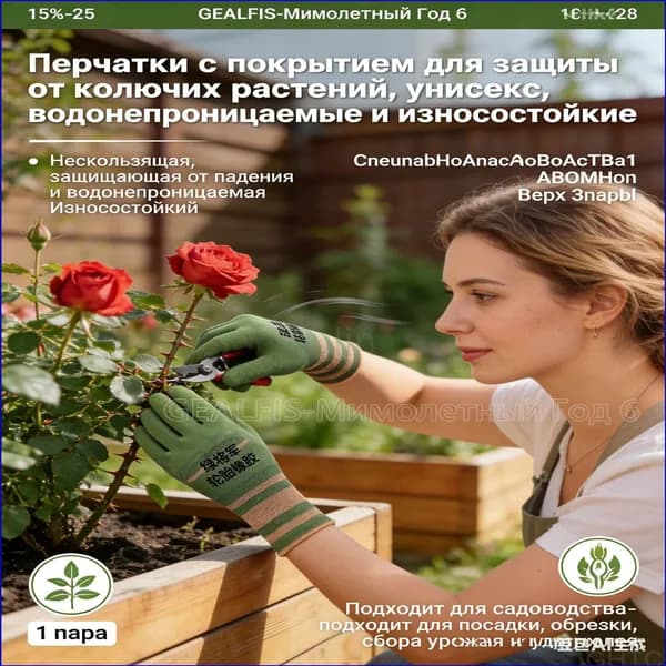 Качественные непромокаемые перчатки для сада, от шипов роз оберегающие, при обрезке кустов унисекс от GEALFIS