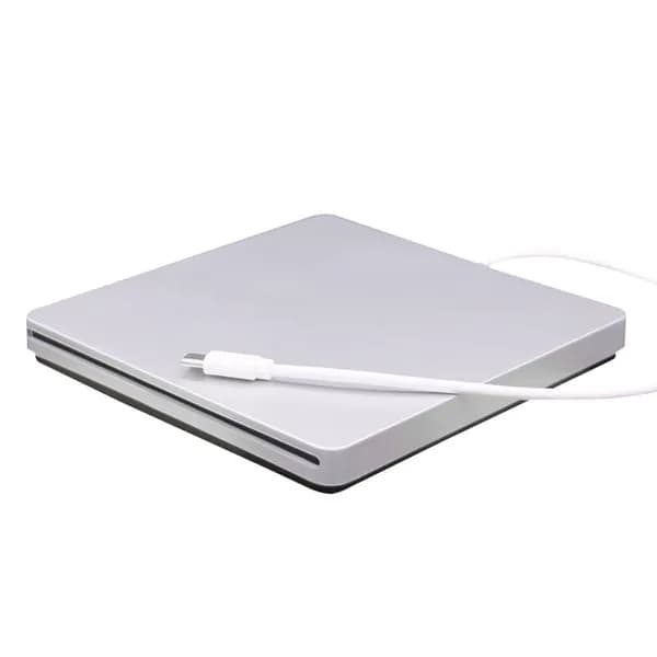 Портативный внешний дисковод dvd cd usb 2.0 type c серебристого цвета для ноутбука