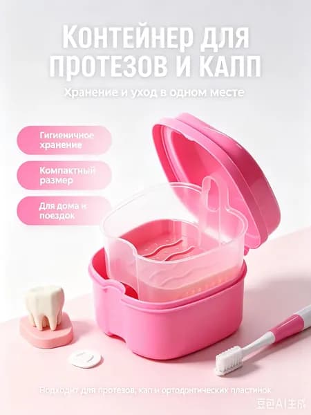 Контейнер для зубных протезов, бокс для ортодонтических капп со съемной корзиной, гигиеничное хранение протезов дома и в поездках