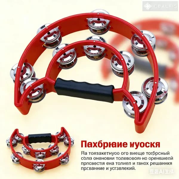 Бубен с двойным рядом тарелок, перкуссионный, музыкальный инструмент для вечеринок, караоке, детского творчества и создания ритма.
