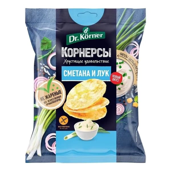 Чипсы мультизерновые Dr.Korner Корнерсы сметана-зеленый лук 50 г