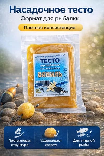 Тесто насадочное для рыбалки протеиновое ваниль 100 г