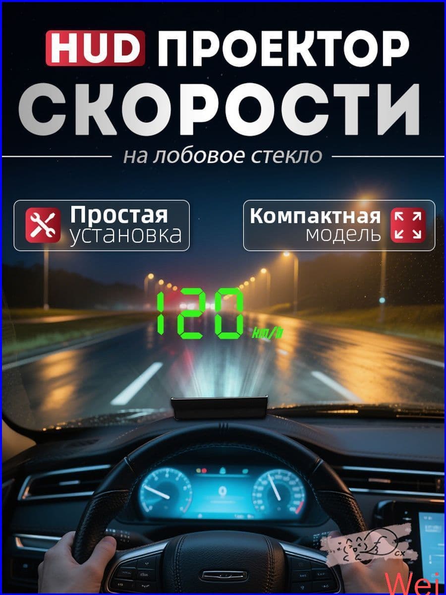Проектор на лобовое стекло, 5 Вт арт. V9