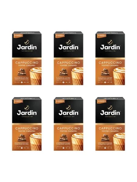 Jardin Напиток кофейный Капучино Тоффи премиум, набор растворимый ароматизированный 8 саше, 144 г, 6 шт