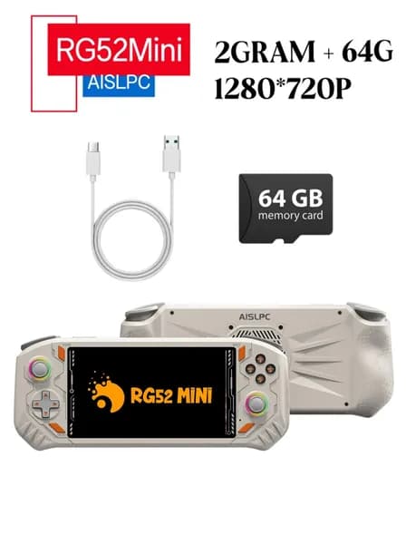 AISLPC Высокопроизводительная игровая приставка RG52 MINI,5,5 - дюймовый 1280 * 720 IPS экран,5000mAh,серый