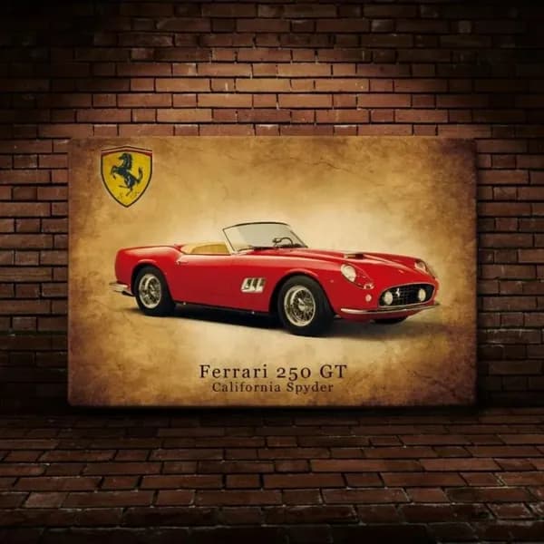 Табличка на стену металлическая декоративная FERRARI 250 GT винтаж 20х30 см