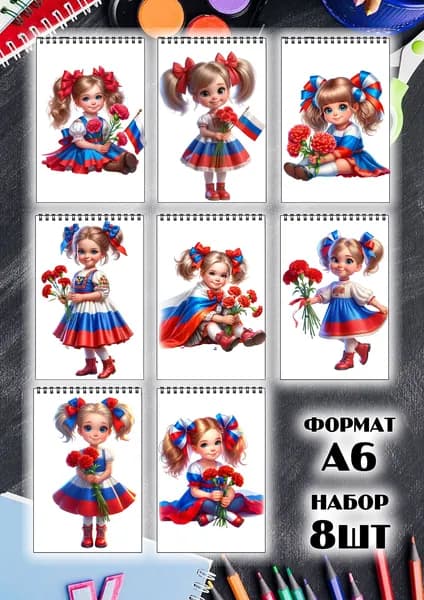 Набор патриотических блокнотов детям 8шт
