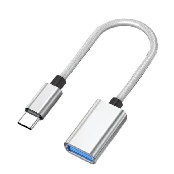 Кабель-Адаптер USB Type-C - 2.0 С Разъемом OTG, Серебристый, 16 См.