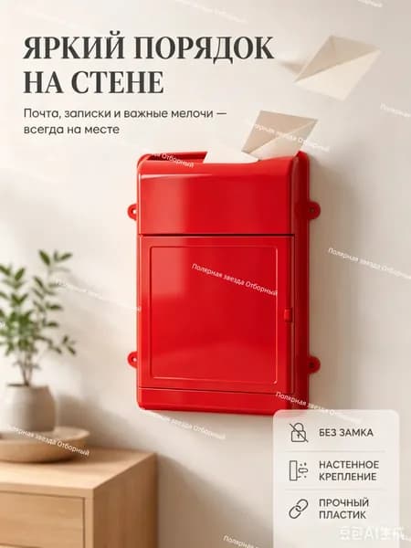 Почтовый ящик 1 секц. 345 мм x 260 мм x 70 мм, красный