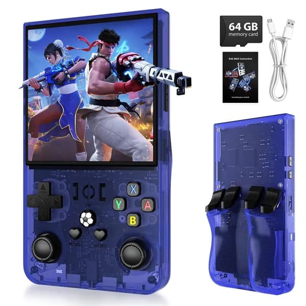 R36MAX Игровая консоль,128G/22 000+ Игры, экран 4 дюйма, 4000мАч, Синий