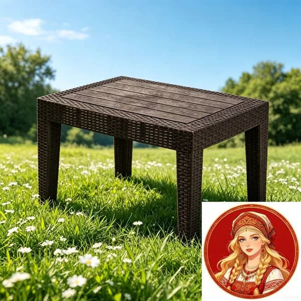 Садовый стол,Пластик, Искусственный ротанг (пластик) 50х70х38 см