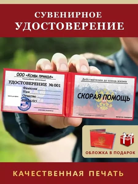 Удостоверение сувенирное Шуточное ксива "СКОРАЯ ПОМОЩЬ"