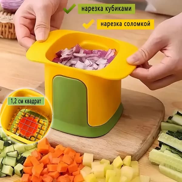Бытовой слайсер, нарезка ветчины и огурцов кубиками