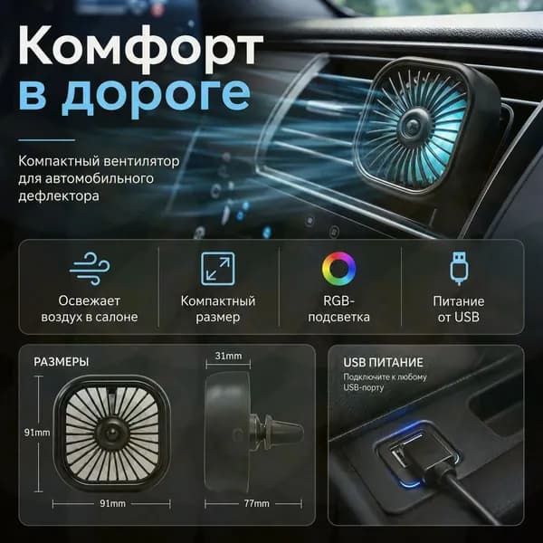 Вентилятор автомобильный, 2.5 Вт