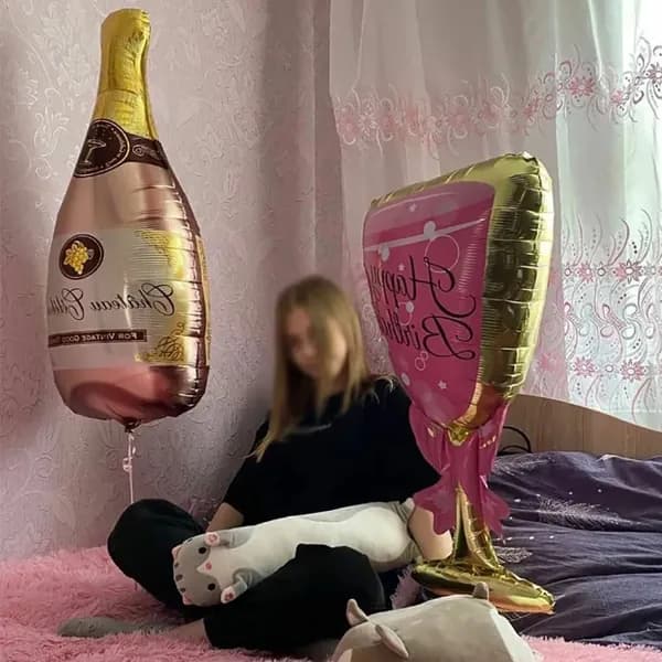 Кольцо с бриллиантом/бутылка шампанского, воздушные шары,Декор для свадьбы/дня рождения,2шт